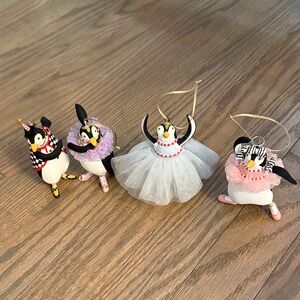 Mackenzie Childs Patience Brewster Penguins En Pointe Ornaments, Set Of 4